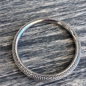 Silver Textured Bangle Bracelet